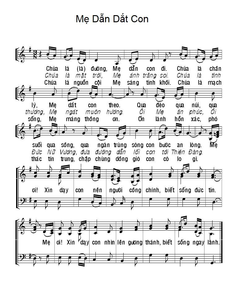 Sheet nhạc Mẹ Dẫn Dắt Con